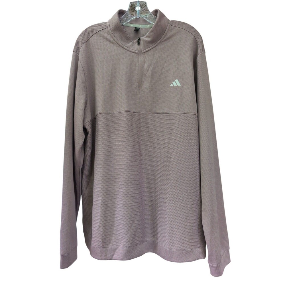 Adidas Men's XL Textured 1/4 Zip Pullover Mauve Pink Golf Performance Shirt